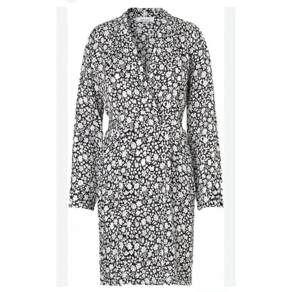 Samsoe Samsoe Black white Floral Mini Dress L - Picture 2 of 9